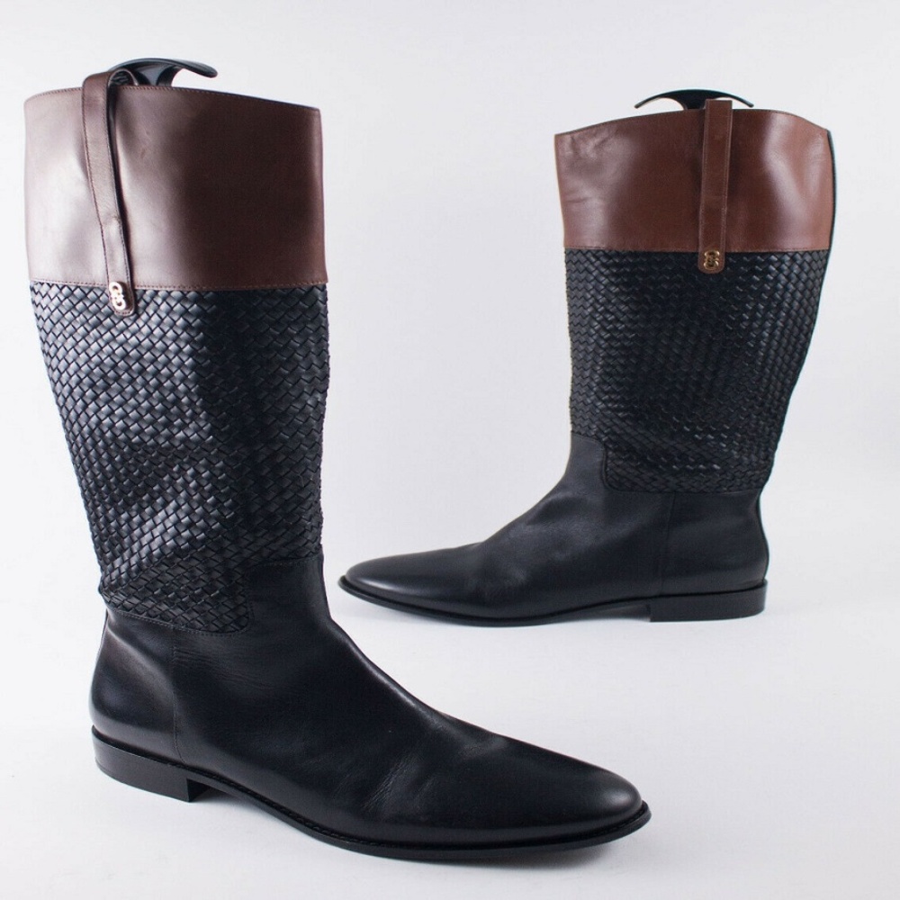 Cole Haan Brennan Black Brown Leather Riding Boots